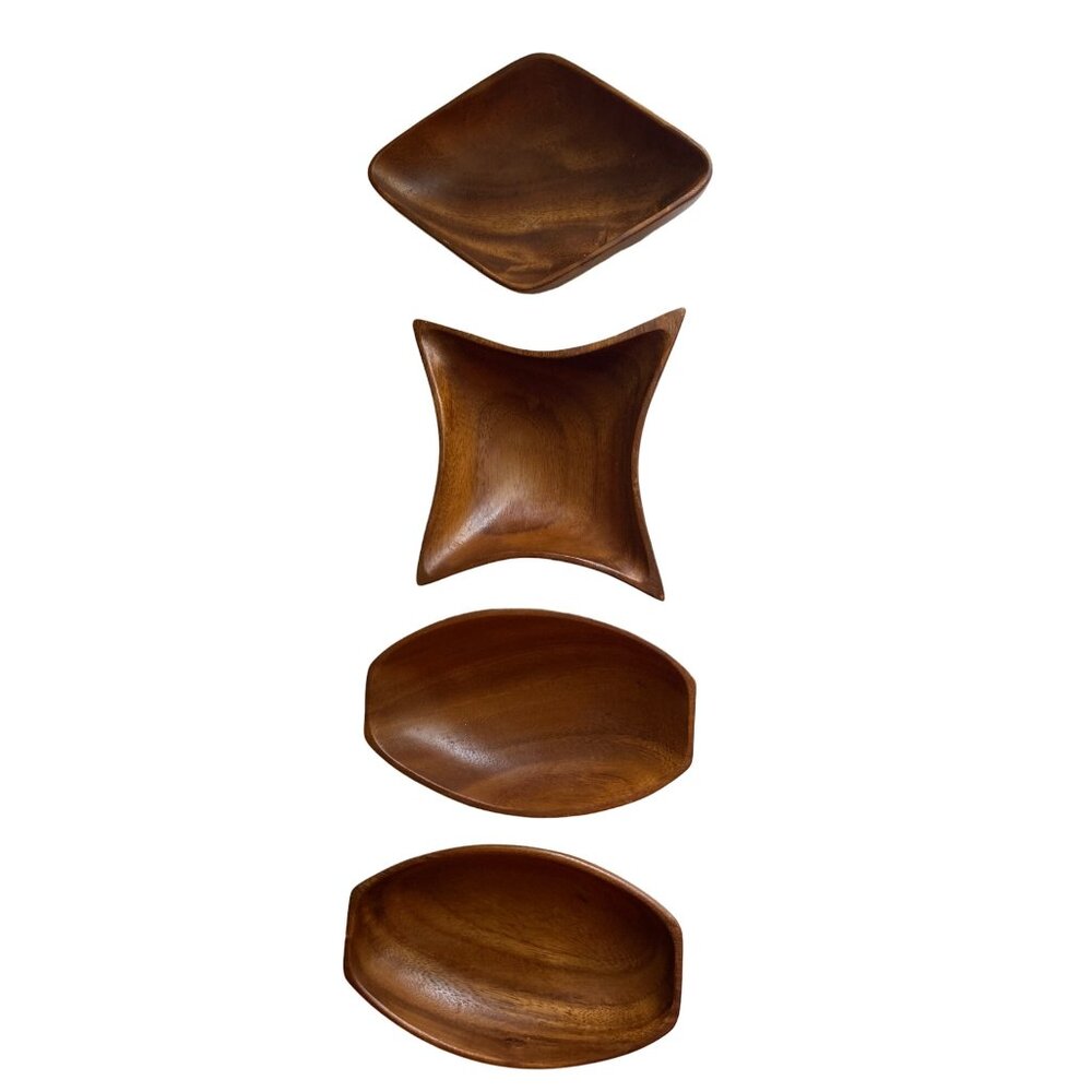 Set Of 4 Royal Acacia Wood Bowls